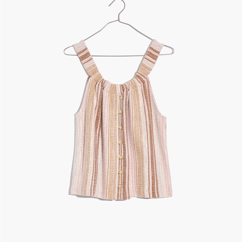 Madewell Texture & Thread Button-Front Swing Tank neutral colored-  size large - Picture 2 of 7